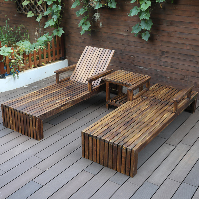 尋木匠户外实木沙滩椅防腐木休闲阳台家用午休午睡躺椅室外游泳池休息