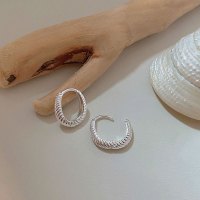 s925纯银耳环女小众设计感高级素圈银色耳圈法式耳扣百搭耳饰批发送女朋友老婆情人节七夕生日礼物