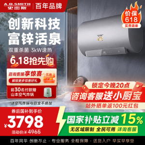 史密斯(A.O.SMITH)Q系列金圭电热水器 60L大水量 E60QC3PLUS 小锌机 富锌全能双棒双3KW 分离速