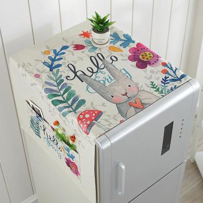 家柏饰(CORATED)北欧风格滚筒洗衣机罩盖布单开双开冰箱盖巾防尘罩棉麻布艺 时尚兔 微波炉(35*100cm)