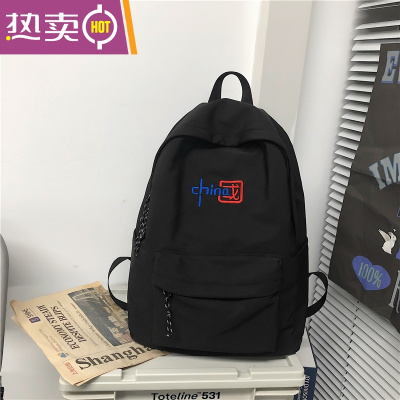 NEWLAKE书包男时尚潮流大学生背包黑色校园简约潮牌双肩包女ins风大容量书包学生