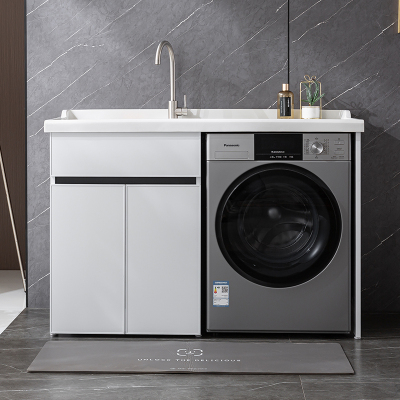 邦云洗衣机柜太空铝石英石一体阳台浴室柜带搓板台盆柜组合洗衣柜伴侣