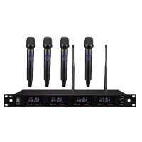 启诺 QN-MW448E 无线一拖四手持麦克风 真分集式会议话筒 四通道带显示屏 黑色 套