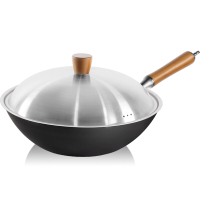 炊大皇极铁锅30cm炒锅家用炒菜锅高纯极铁轻油健康无涂层平底锅电磁炉燃气煤气灶明火通用