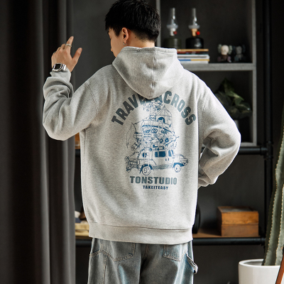 [3件8.5折118.9元,叠加优惠券]唐狮秋冬新款加绒卫衣男美式灰色连帽卫衣男士加厚秋季上衣潮