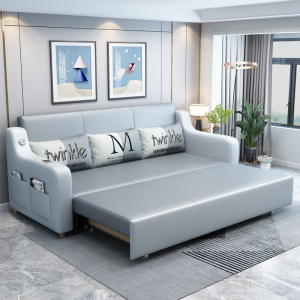 鑫环境 1.7米宽海绵+储物柜 折叠沙发床两用单人多功能客厅小户型储物科技布简约现代实木沙发 1.7米宽海绵+储物柜【颜色备注】 193*140*70