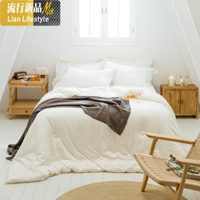 花羽丝绒加厚冬被柔软舒适纯色春秋被秋冬款保暖被子被芯 三维工匠