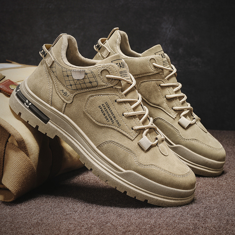 男鞋夏季新款高帮马丁靴耐磨工装鞋增高耐磨厚底户外登山鞋子