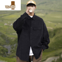 YANXU日系cityboy长袖衬衫男款工装宽松大码军绿色外套