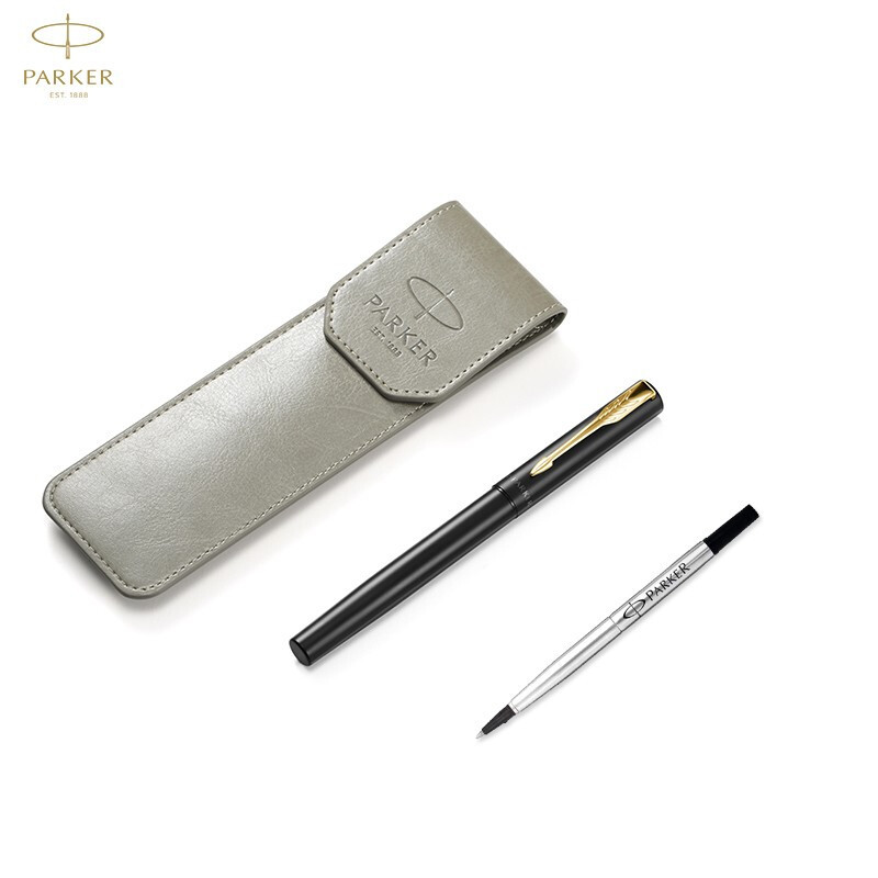 派克(PARKER)威雅XL经典黑金夹 宝珠笔+笔袋礼盒套装