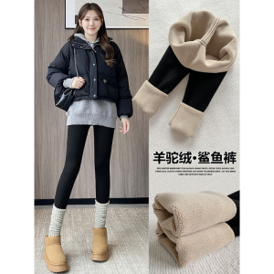 鲨鱼裤女外穿新款秋冬季黑色高腰紧身显瘦加厚加绒瑜伽打底裤