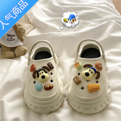 SUNTEK玉米掌门狗~卡通ins小众厚底包头洞洞鞋女外穿夏季学生防滑凉鞋潮