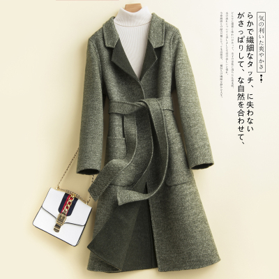 FISHBASKET反季阿尔巴卡双面绒大衣女中长款过膝宽松大码毛呢外套毛呢外套