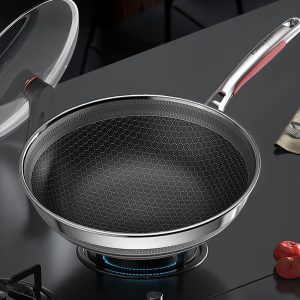 [升级pro款]双面屏316炒锅+三件套 康巴赫炒锅不粘锅旗舰款pro32cm少油烟锅子炒勺316L不锈钢平底锅电磁炉燃