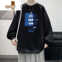 YANXU美式卫衣男士2023青少年白色潮牌圆领长袖无帽款外套衣服