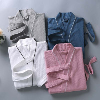 京城派 夏季浴袍酒店浴袍男女士浴衣棉华夫格睡袍薄款长款情侣全棉吸水速干睡袍