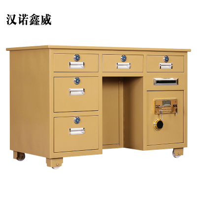 汉诺鑫威全钢保险桌抽屉办公投币财务桌密码保险柜家用电脑一体保险箱