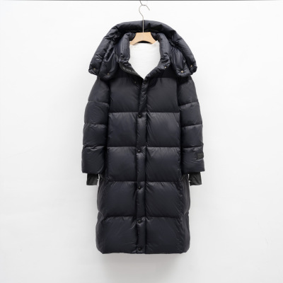 长款黑钻东北防寒羽绒服女新款黑珍珠加厚过膝情侣外套潮