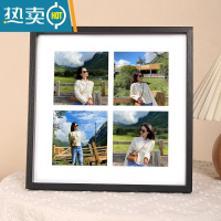 敬平七夕情人节礼物九宫格相框洗照片定制diy情侣纪念册打印摆台画框 款式一30*30cm 黑色画框