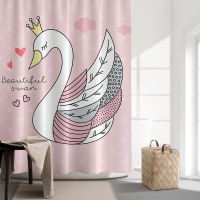 粉色少女心浴帘厕所防水帘洗澡间干湿分离隔断布洗手间套装免打孔