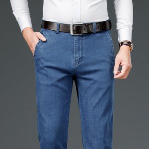 金盾(KIN DON)天丝男士牛仔裤男冬季厚款冰丝直筒宽松浅色秋冬款长裤子男裤