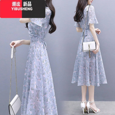 YIBUSHENG碎花高端连衣裙2022年新款裙子仙女仙森系收腰显瘦洋气质女