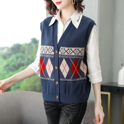 恋名媛40岁50妈妈春秋冬马甲背心外套女中老年女装马夹外穿无袖针织开衫妈妈装