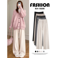 糯米裤女秋冬季新款白色加绒直筒慵懒松弛感宽松显瘦阔腿裤子_471