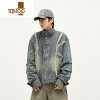 YANXU尾郎的店美式复古牛仔外套潮牌欧美街头小众痞帅机车夹克男情侣潮