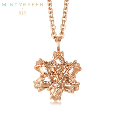 周生生(CHOWSANGSANG)18K红色黄金薄荷系列雪花项链K金项链91598N定价