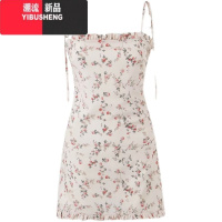 YIBUSHENG叶舒华同款法式甜美碎花吊带连衣裙女春季气质收腰a字短裙子季
