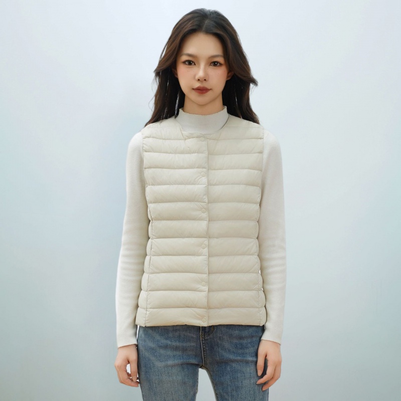 平湖驰新女式新国标90绒新款女装圆领V领轻便羽绒服背心羽绒马甲