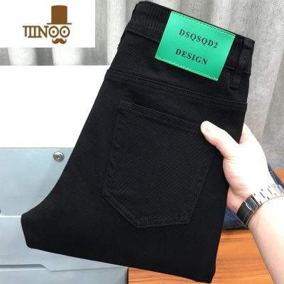 YANXU夏季高端黑色牛仔裤男潮流弹力修身小脚休闲长裤款宽松直筒裤