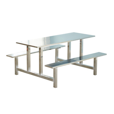 锦北 不锈钢食堂餐桌员工连体快餐桌椅组合饭堂长方形餐桌椅 六人连体