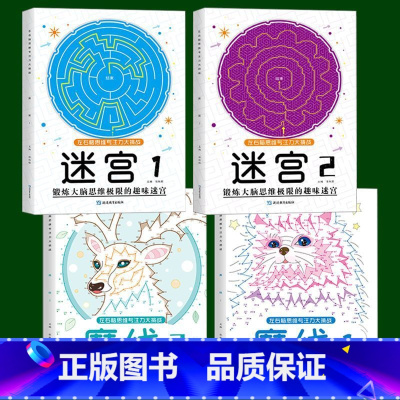 迷宫+魔线[全套4册] [正版]魔法线条专注力训练魔线迷宫游戏书益智连线左右脑开发思维书儿童3-6-10岁以上幼儿早教益