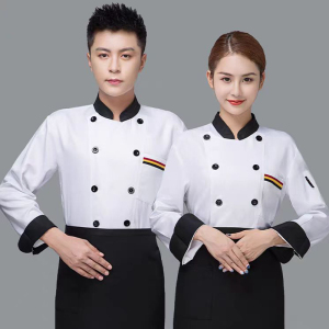 邦能之星长袖厨师服白色工作服透气餐饮餐厅饭店后厨N312148