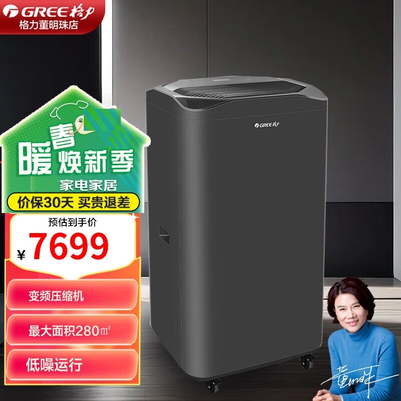 格力除湿机家用大功率工业高效防霉除湿器 地下室室内防潮干衣机干燥机 160L/天 DH160FQA1A