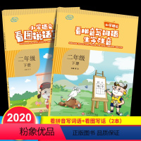 [正版]全2册看拼音写词语生字注音+看图写话二年级下册RJ人教版语文同步训练练习册生字抄写本优知库写字课课练基础训练默