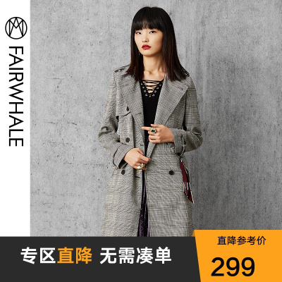 马克华菲女装秋新款风衣女韩版廓形中长款风衣外套双排扣风衣