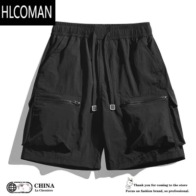 HLCOMAN美式机能工装短裤男夏季潮牌冰丝速干五分裤宽松直筒休闲运动中裤