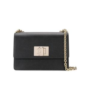 FURLA女士单肩包时尚翻盖链条包手提斜挎包商务休闲百搭配饰黑色 黑色