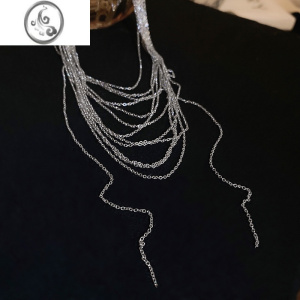 JiMi爆闪多层叠戴项链女2023新款潮轻奢小众礼服锁骨链脖颈链配饰 银色