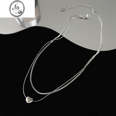 JiMi双层叠戴爱心项链女夏季新品钛钢不掉色锁骨链简约百搭脖颈链