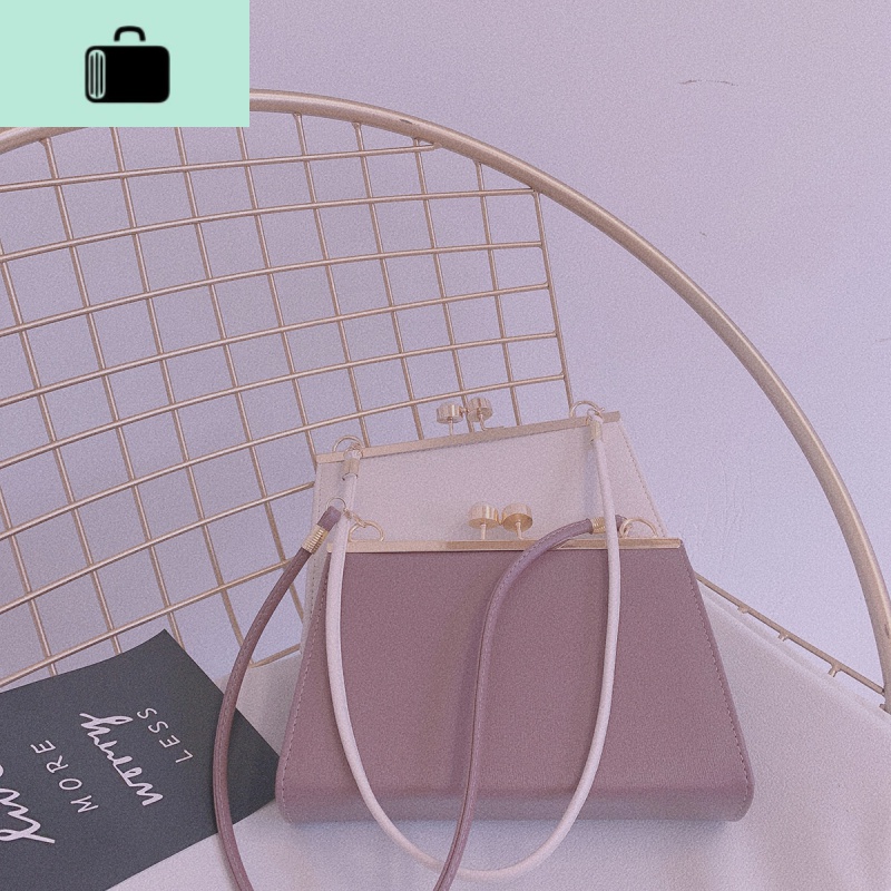 夏季复古皮质小方包珍珠夹子单肩斜挎女包简约风手提包温柔腋下包NEW LAKE女士单肩包