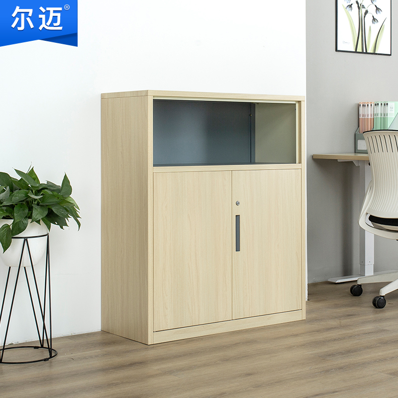 尔迈 钢制文件柜铁皮柜办公室档案资料柜带锁财务凭证柜 枫木色1090主管柜