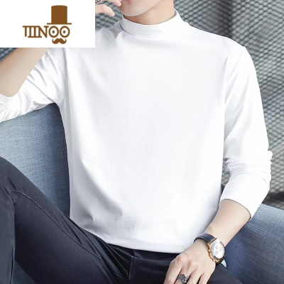 YANXU莫代尔长袖打底衫男薄款半高领弹力修身上衣内搭潮男士t恤