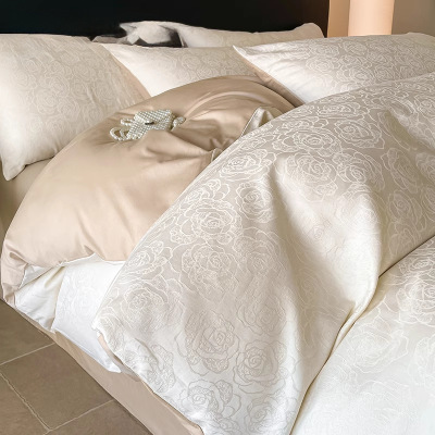 全棉床上四件套2026新款纯棉提花被套床单床笠轻奢高级感床品_489