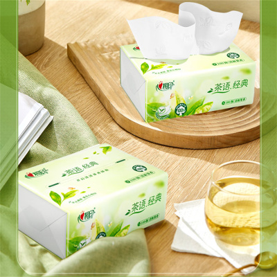 心相印 抽纸茶语经典 纸巾面巾纸家用擦手纸卫生纸 3层100抽*24包 单位:箱