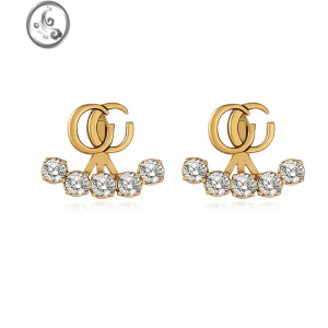 JiMi欧美复古金属扇形字母耳钉扇形新款小众设计高级感轻奢时尚耳饰 复古扇形耳钉可拆卸佩戴