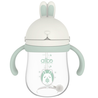 爱乐宝学饮杯儿童吸管杯带手柄婴儿喝奶吸嘴水杯1-3岁宝宝水壶防摔防漏绿色